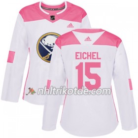 Buffalo Sabres Trikot Jack Eichel 15 Adidas 2017-2018 Weiß Pink Fashion Authentic - Dame